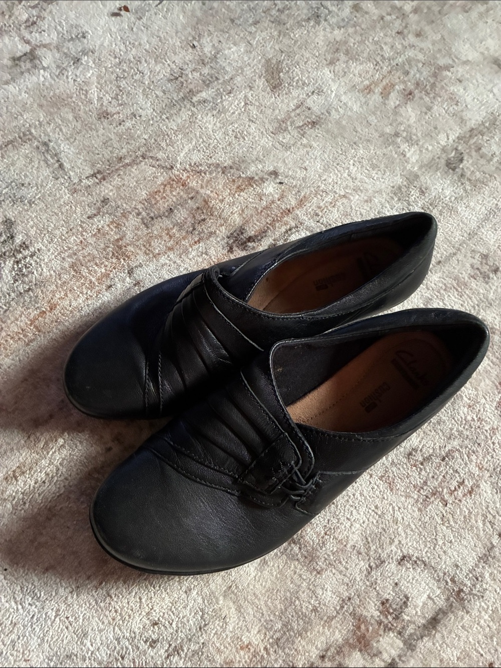 Clarks Black Leather Slip-On Loafers